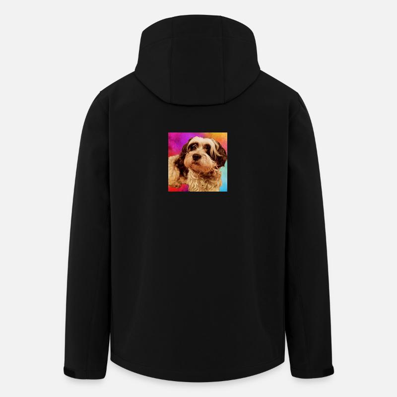 Hundeporträt mit buntem Hintergrund - Recycelte Männer Softshell-Jacke von Stanley/Stella - Schwarz