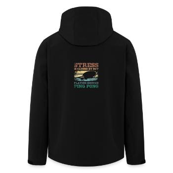 Stress is caused by not playing enough ping pong - Recycelte Männer Softshell-Jacke von Stanley/Stella - Schwarz - Hinten - AI Model Male 185 light (185cm)