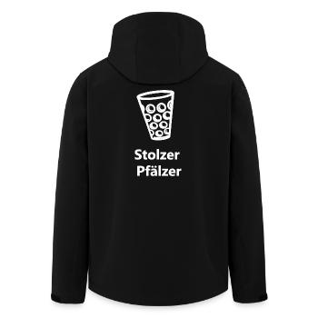 weinschorle, Stolzer Pfälzer, coole Pfälzersprüche - Recycelte Männer Softshell-Jacke von Stanley/Stella - Schwarz - Hinten - AI Model Male 185 light (185cm)