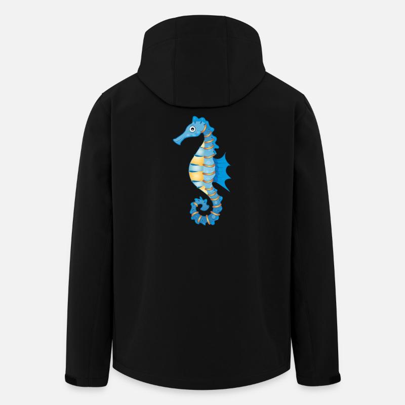 niedliches blaues Seepferdchen im Comic Stil - Recycelte Männer Softshell-Jacke von Stanley/Stella - Schwarz