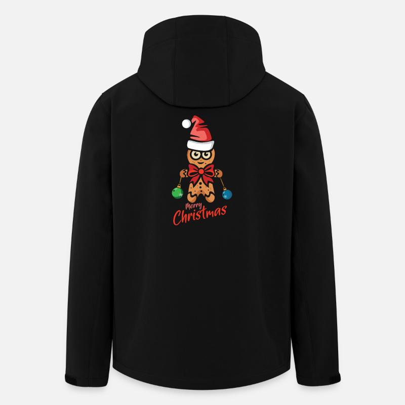 Gingerbread man with Christmas hat - Men’s Recycled Softshell Jacket by Stanley/Stella - black