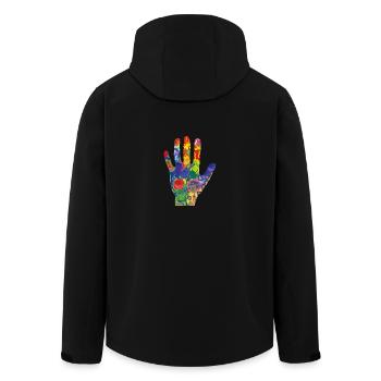 Bunte Hand - Recycelte Männer Softshell-Jacke von Stanley/Stella - Schwarz - Hinten - AI Model Male 185 light (185cm)