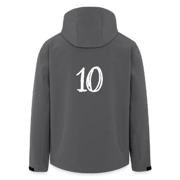 10 YEARS. 10TH ANNIVERSARY. BIRTHDAY 10 YEARS. 10 - Men’s Recycled Softshell Jacket by Stanley/Stella - black - Back - AI Model Male 185 light (185cm)