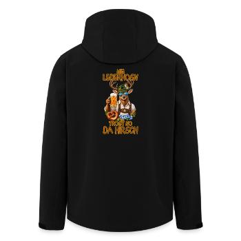 Lederhosenhirsch mit Bierkrug - Recycelte Männer Softshell-Jacke von Stanley/Stella - Schwarz - Hinten - AI Model Male 185 light (185cm)