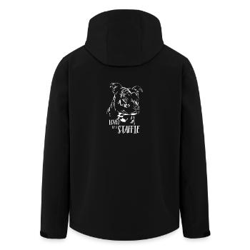 STAFFORDSHIRE BULL TERRIER loved by a Staffie dog - Men’s Recycled Softshell Jacket by Stanley/Stella - black - Back - AI Model Male 185 light (185cm)