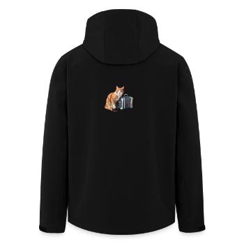 Chat fantaisiste avec conception de valise de voyage - Veste softshell homme en polyester recyclé Stanley/Stella - noir - Dos - AI Model Male 185 light (185cm)