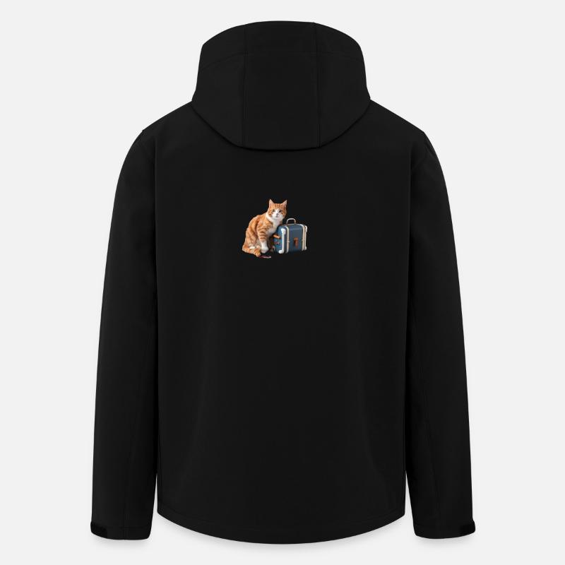 Skurrile Katze mit Reisekoffer-Design - Recycelte Männer Softshell-Jacke von Stanley/Stella - Schwarz