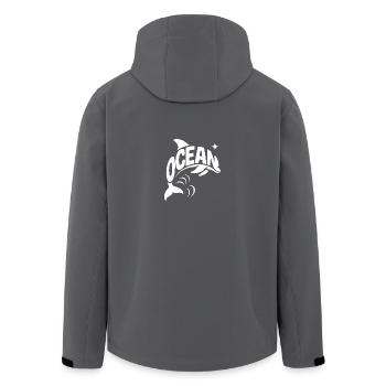 Ocean - Cool Dolphin Ocean Logo - Men’s Recycled Softshell Jacket by Stanley/Stella - black - Back - AI Model Male 185 light (185cm)