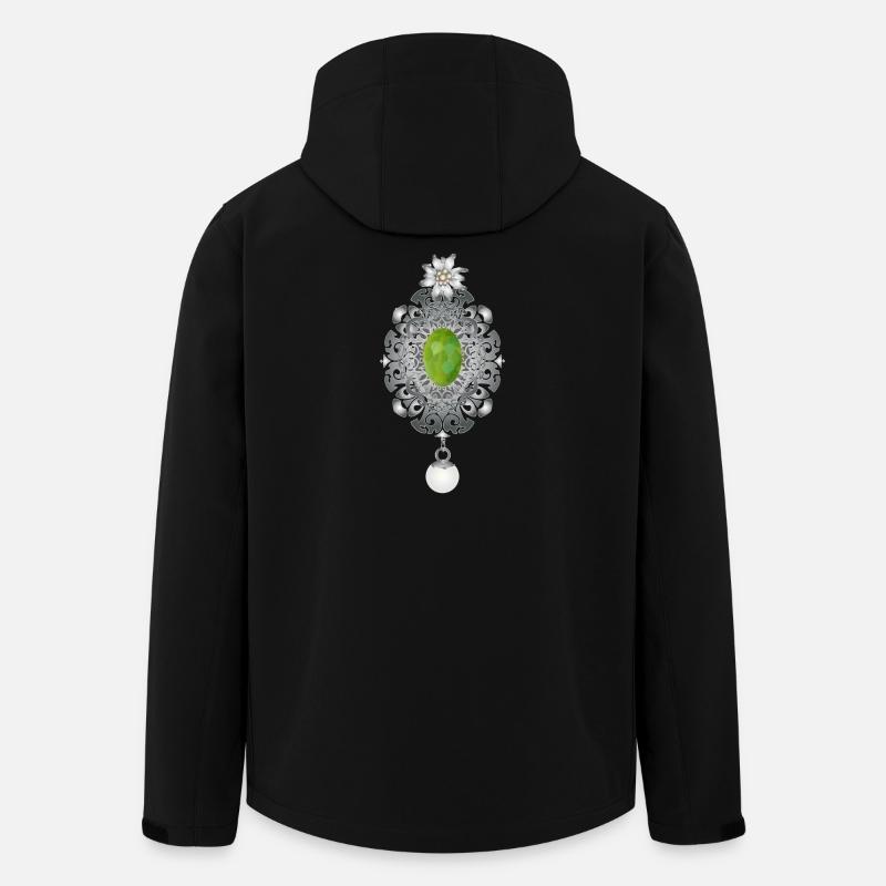 zeitlose Trachten Smaragd Brosche mit Perle - Recycelte Männer Softshell-Jacke von Stanley/Stella - Schwarz