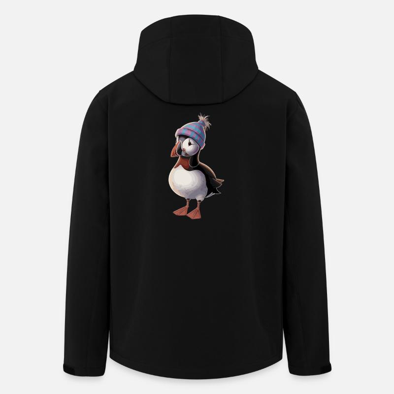 Beautiful puffin with cap - Men’s Recycled Softshell Jacket by Stanley/Stella - black