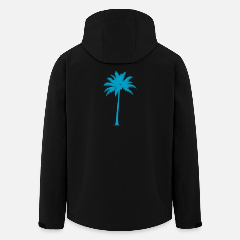 Palmier tropical aux tons bleus - Veste softshell homme en polyester recyclé Stanley/Stella - noir
