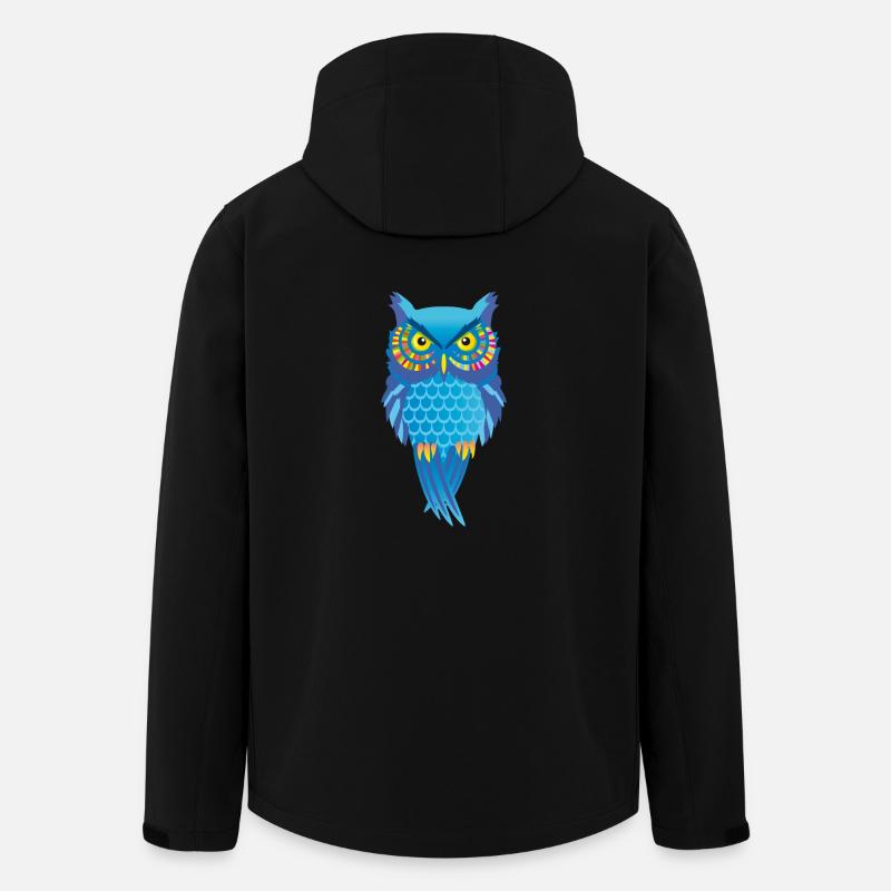 Eule blau, bunt Vogel auffallend - Recycelte Männer Softshell-Jacke von Stanley/Stella - Schwarz