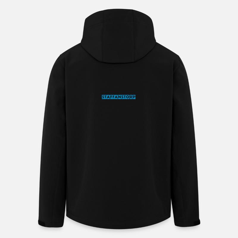 Staffanstorp – Blaues Textdesign - Recycelte Männer Softshell-Jacke von Stanley/Stella - Schwarz