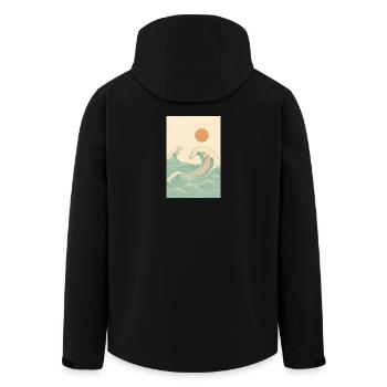 Ein sommerliches Bild am Meer - Recycelte Männer Softshell-Jacke von Stanley/Stella - Schwarz - Hinten - AI Model Male 185 light (185cm)