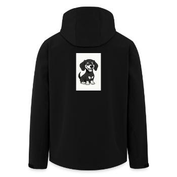 Glücklicher Dackel schwarz-weiß - Recycelte Männer Softshell-Jacke von Stanley/Stella - Schwarz - Hinten - AI Model Male 185 light (185cm)