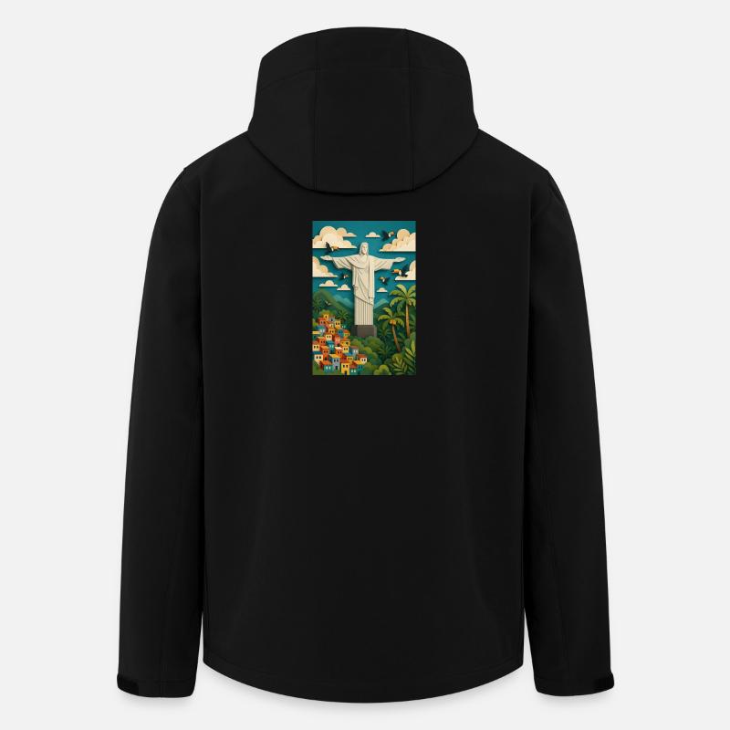 Christus Statue in tropischer Kulisse/Rio  - Recycelte Männer Softshell-Jacke von Stanley/Stella - Schwarz
