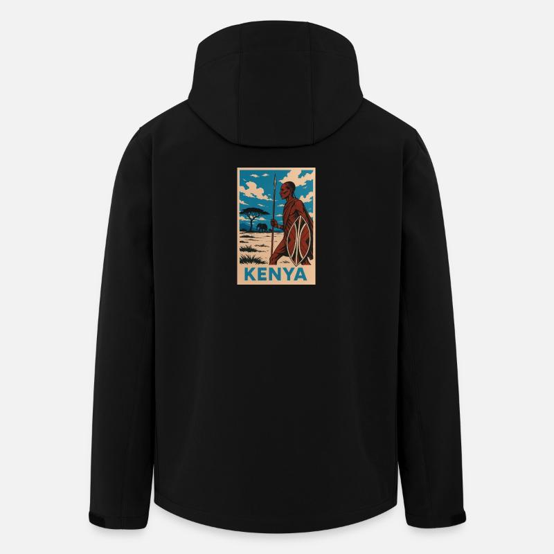 Kenya Maasaï guerrier Nature Illustration - Veste softshell homme en polyester recyclé Stanley/Stella - noir