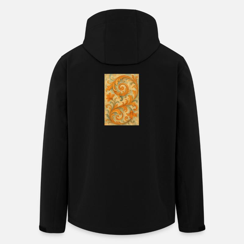 Gelbes Barock-Ornamentmotiv - Recycelte Männer Softshell-Jacke von Stanley/Stella - Schwarz