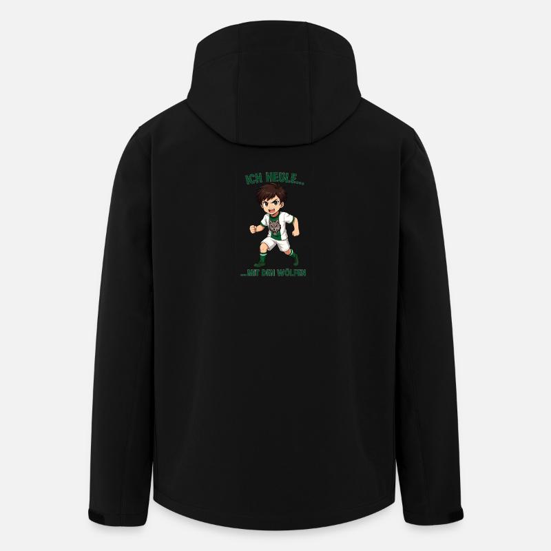 Kämpferischer Junge mit Wolf-Motiv - Recycelte Männer Softshell-Jacke von Stanley/Stella - Schwarz