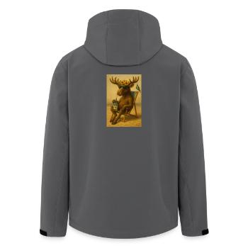 Summer Hanging Moose with Sunflowers and Drink - Men’s Recycled Softshell Jacket by Stanley/Stella - black - Back - AI Model Male 185 light (185cm)