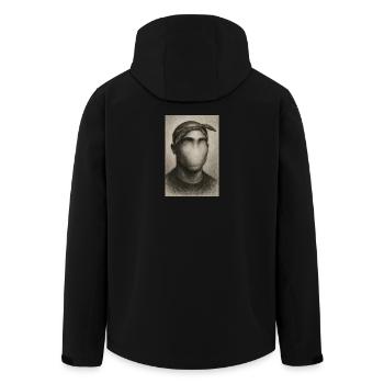 Artistic mask look without face - Men’s Recycled Softshell Jacket by Stanley/Stella - black - Back - AI Model Male 185 light (185cm)