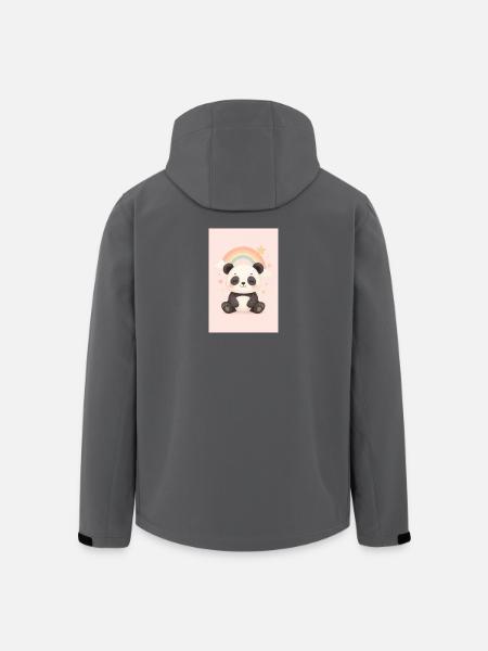Cute Panda with Rainbow and Stars - Men’s Recycled Softshell Jacket by Stanley/Stella - black