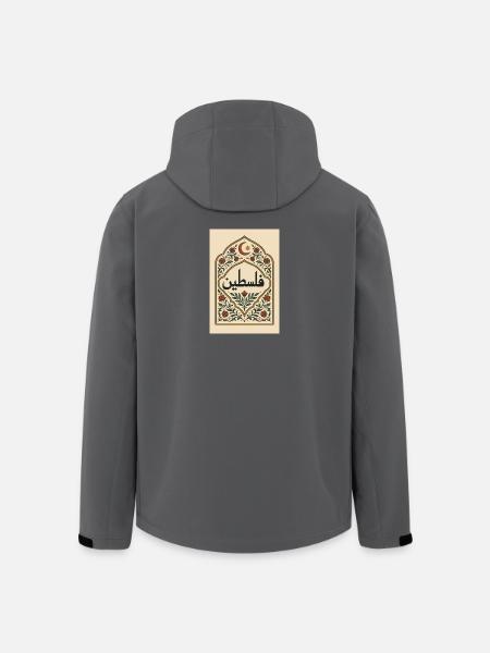Palestinian Calligraphy with Floral Pattern - Men’s Recycled Softshell Jacket by Stanley/Stella - black