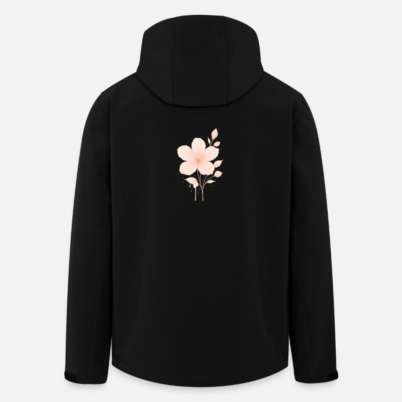Pêche Fleurs Roses Aquarelle - Veste softshell homme en polyester recyclé Stanley/Stella - noir