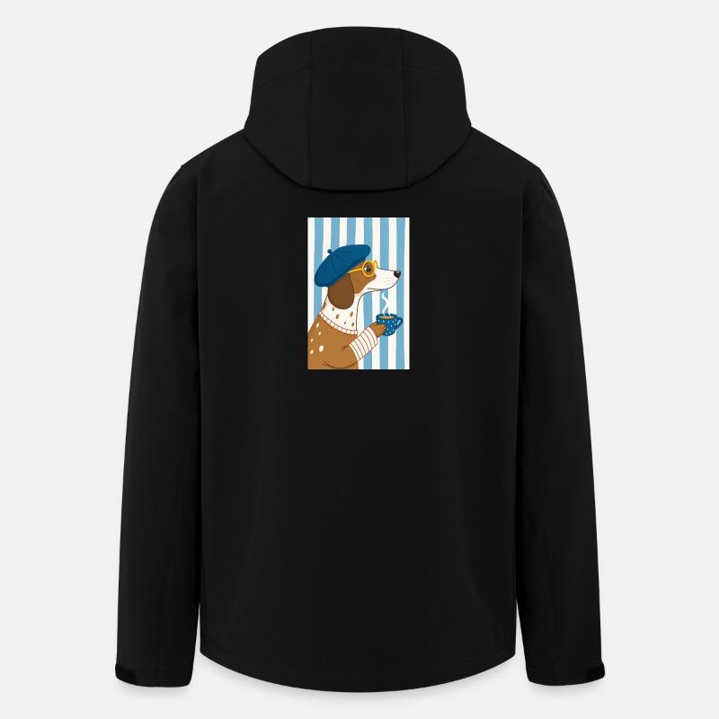 Schicker Hundekaffee und Baskenmütze - Recycelte Männer Softshell-Jacke von Stanley/Stella - Schwarz