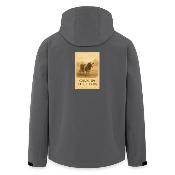Calm in the Fields Vintage-Kuh - Recycelte Männer Softshell-Jacke von Stanley/Stella - Anthrazit - Hinten - AI Model Male 185 light (185cm)