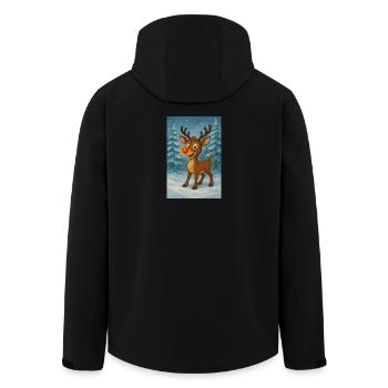 Reindeer with red nose in winter forest - Men’s Recycled Softshell Jacket by Stanley/Stella - black - Back - AI Model Male 185 light (185cm)
