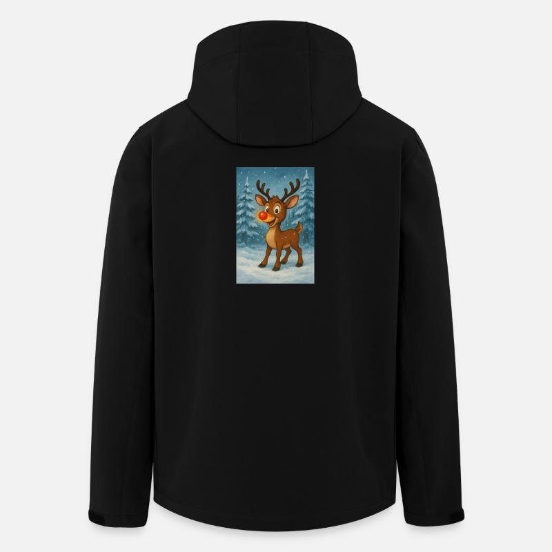 Reindeer with red nose in winter forest - Men’s Recycled Softshell Jacket by Stanley/Stella - black