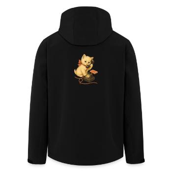 Style rétro de chaton au téléphone - Veste softshell homme en polyester recyclé Stanley/Stella - noir - Dos - AI Model Male 185 light (185cm)