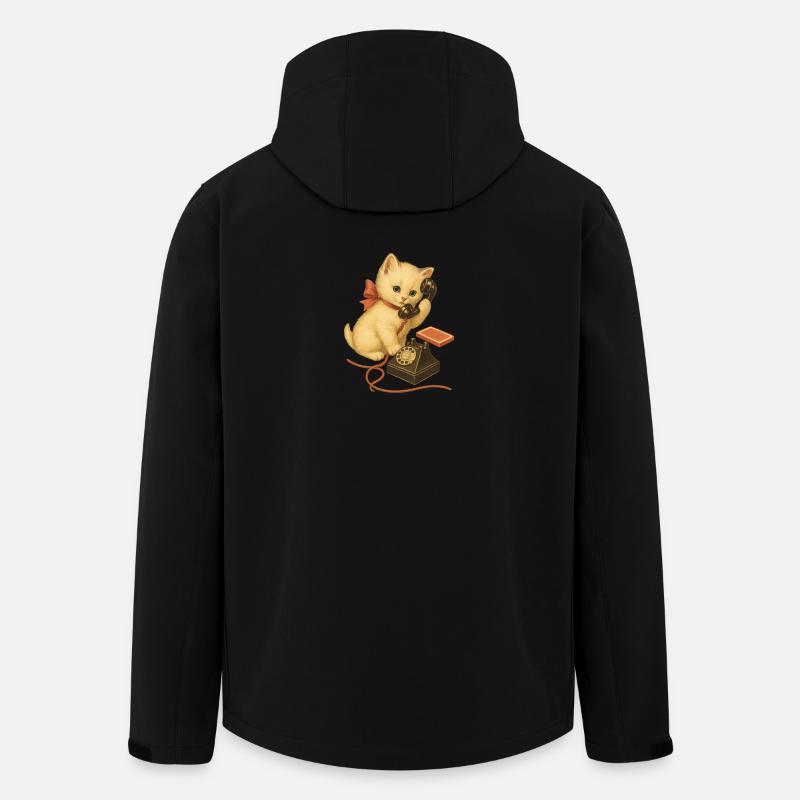 Kitten on the phone retro look - Men’s Recycled Softshell Jacket by Stanley/Stella - black