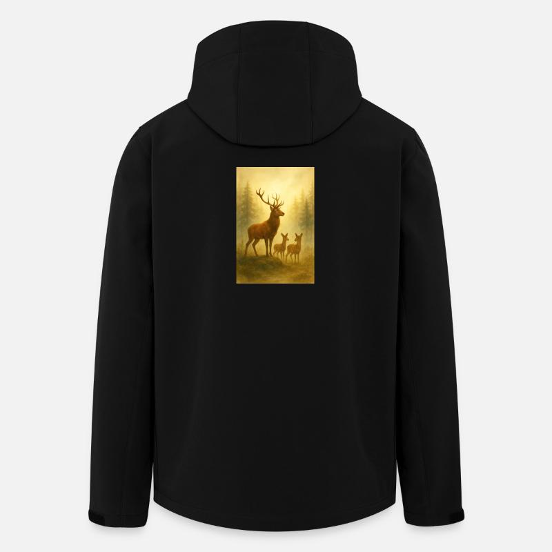 Goldhirschfamilie im Wald - Recycelte Männer Softshell-Jacke von Stanley/Stella - Schwarz