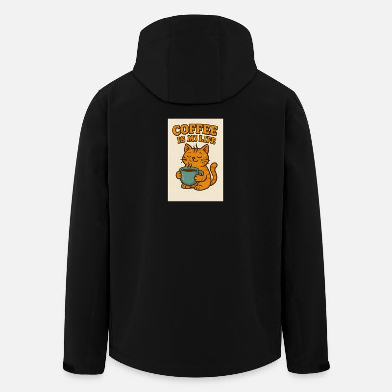 Coffee-loving cat in retro style - Men’s Recycled Softshell Jacket by Stanley/Stella - black