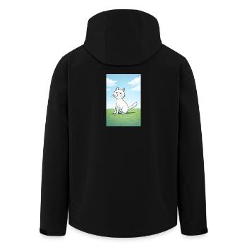 Weiße Katze mit frechen Blick - Recycelte Männer Softshell-Jacke von Stanley/Stella - Schwarz - Hinten - AI Model Male 185 light (185cm)