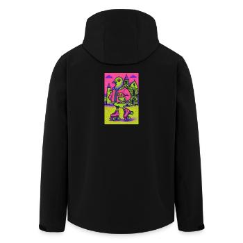 Neon_Pigeon_Roller-skater_2 - Men’s Recycled Softshell Jacket by Stanley/Stella - black - Back - AI Model Male 185 light (185cm)