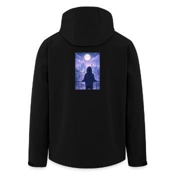 Night Skyline Neon-Hoodie - Recycelte Männer Softshell-Jacke von Stanley/Stella - Schwarz - Hinten - AI Model Male 185 light (185cm)