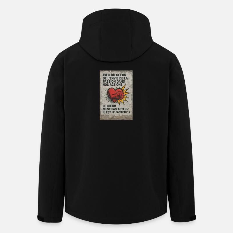 Cœur d’action: Facteur X - Veste softshell homme en polyester recyclé Stanley/Stella - noir