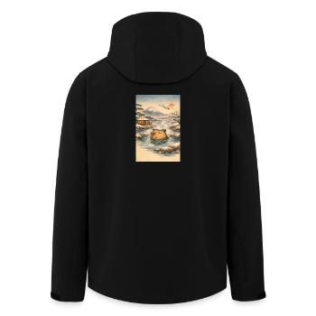Onsen Capybara im Winterwald - Recycelte Männer Softshell-Jacke von Stanley/Stella - Schwarz - Hinten - AI Model Male 185 light (185cm)