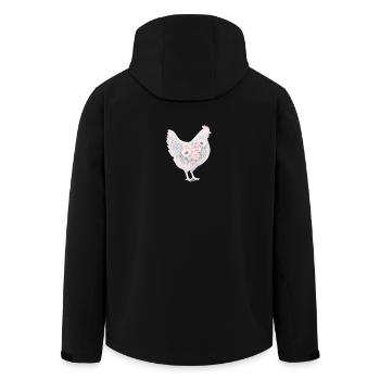 Peinture aquarelle de poule poule - Veste softshell homme en polyester recyclé Stanley/Stella - noir - Dos - AI Model Male 185 light (185cm)
