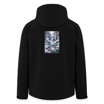 Winter waterfall in snow-covered forest - Men’s Recycled Softshell Jacket by Stanley/Stella - black - Back - AI Model Male 185 light (185cm)
