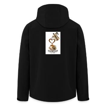 EspressoHerz aus Liebe - Recycelte Männer Softshell-Jacke von Stanley/Stella - Schwarz - Hinten - AI Model Male 185 light (185cm)