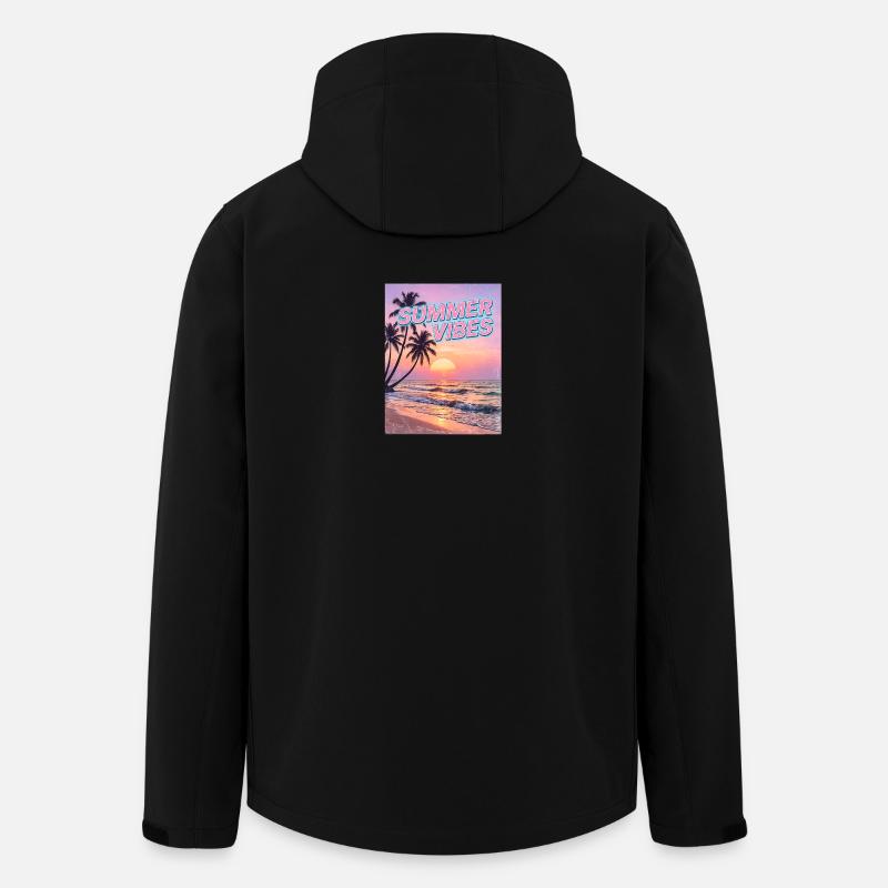 Sommervibes Retro Sunset Beach - Recycelte Männer Softshell-Jacke von Stanley/Stella - Schwarz