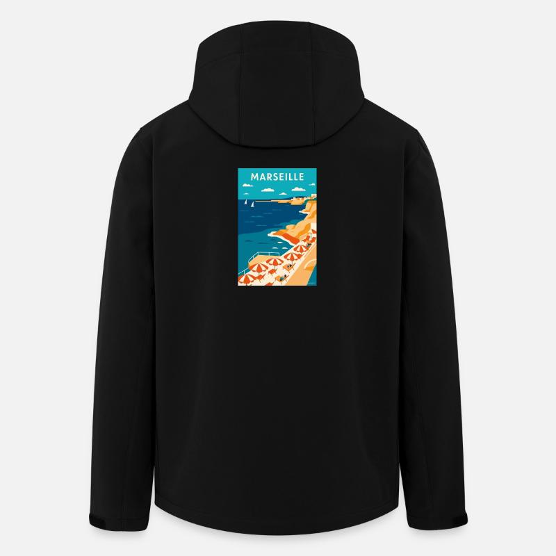 Marseille Côte Azur Plage - Veste softshell homme en polyester recyclé Stanley/Stella - noir