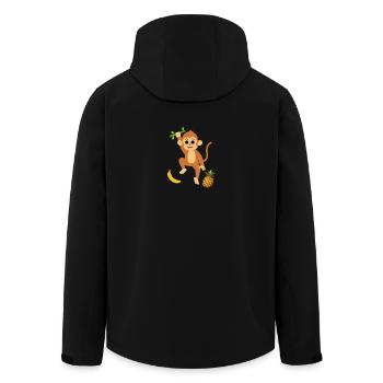 Verspielter Affe mit tropischen Früchten - Recycelte Männer Softshell-Jacke von Stanley/Stella - Schwarz - Hinten - AI Model Male 185 light (185cm)