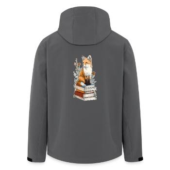 Fox on stack of books - Men’s Recycled Softshell Jacket by Stanley/Stella - black - Back - AI Model Male 185 light (185cm)