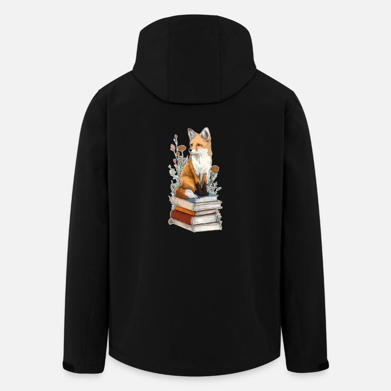 Fuchs auf Bücherstapel - Recycelte Männer Softshell-Jacke von Stanley/Stella - Schwarz