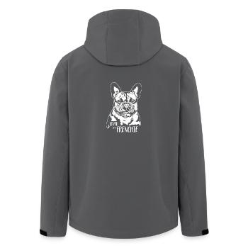 Loved by a Frenchie Hundespruch Bulldogge Wilsigns - Recycelte Männer Softshell-Jacke von Stanley/Stella - Schwarz - Hinten - AI Model Male 185 light (185cm)